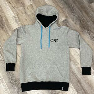 Cry Brand - Men’s BMX Hoodie - Logo on Back - Grey and Black - Size XL